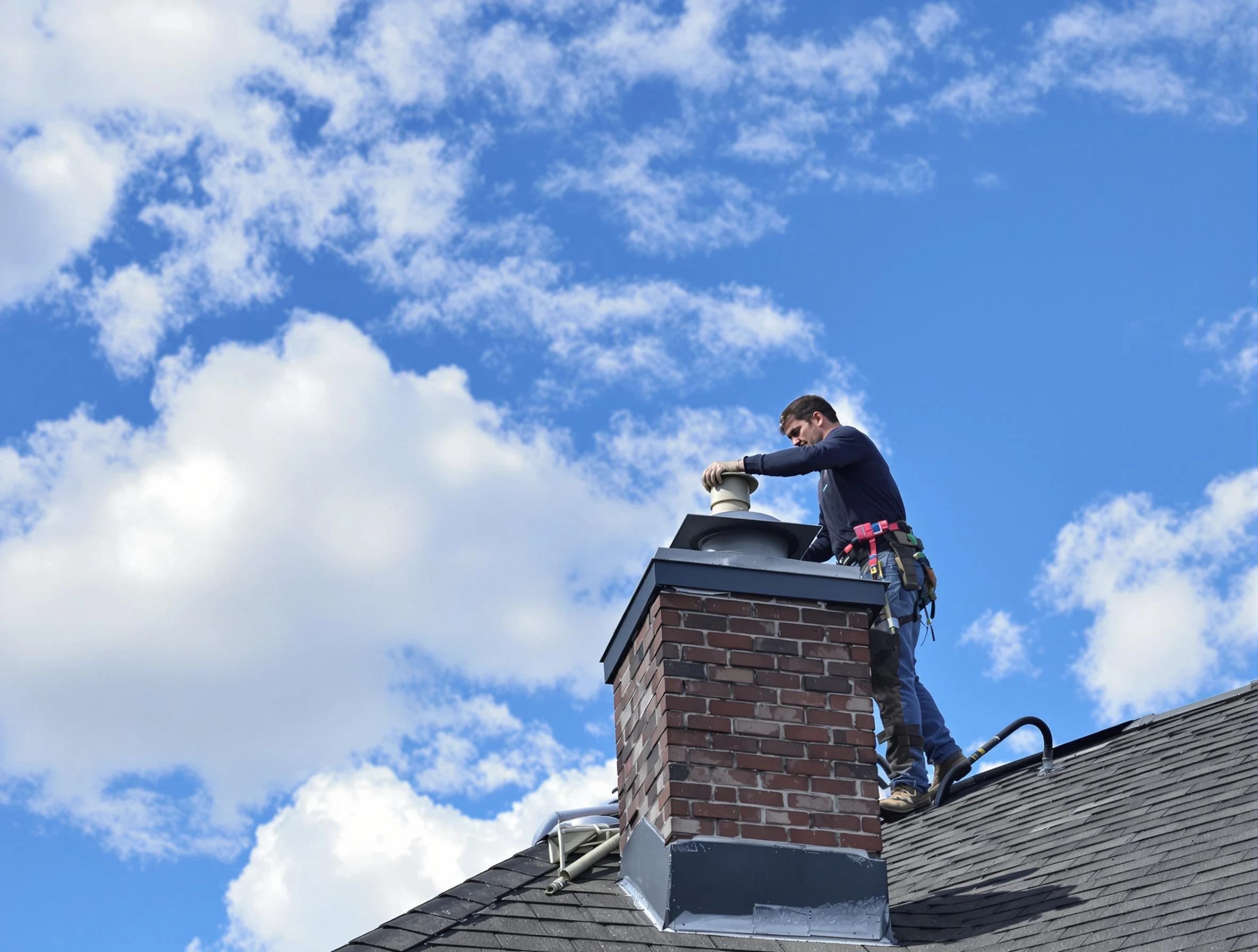 Carnegie Chimney Sweep installing a sturdy chimney cap in Carnegie, PA