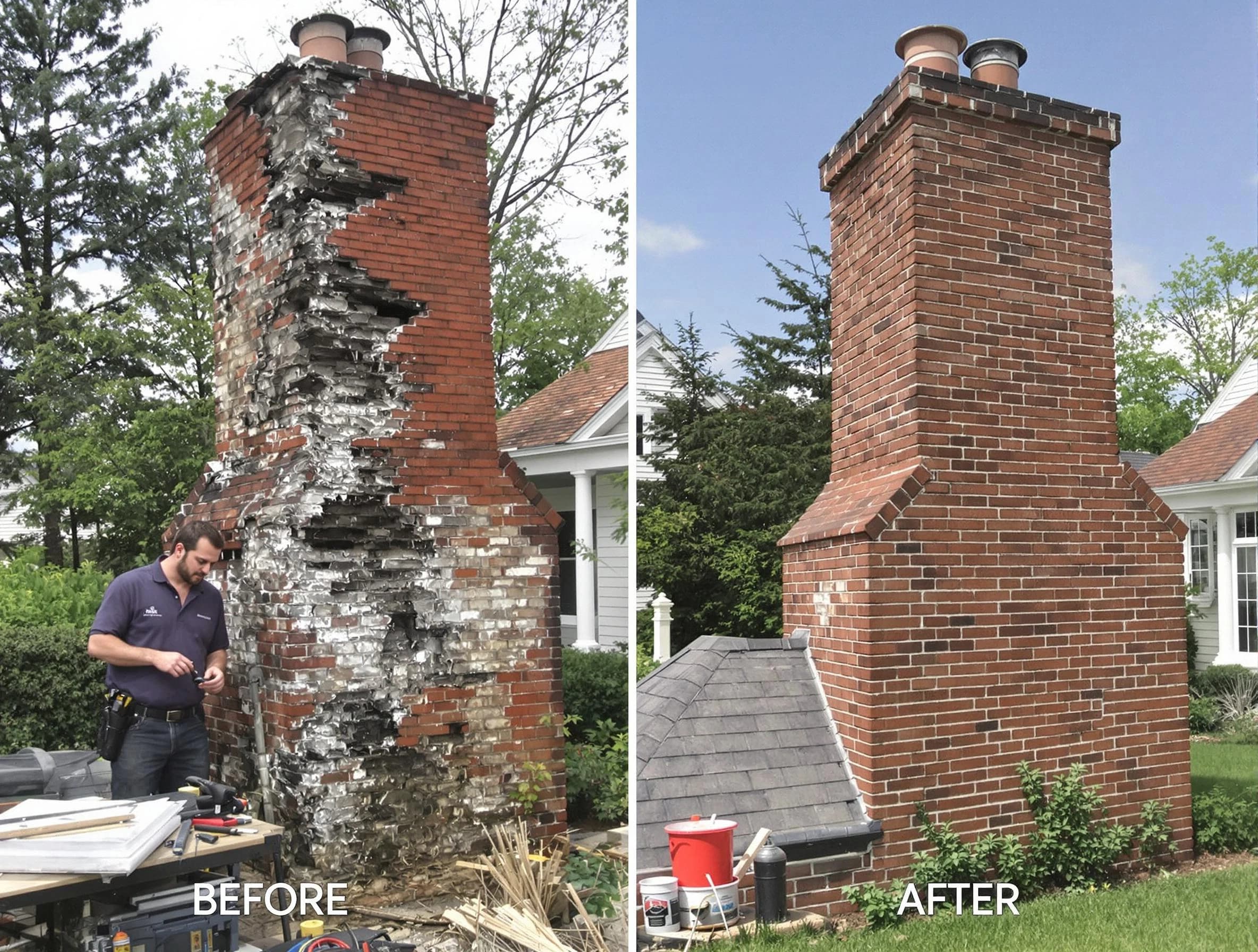 Carnegie Chimney Sweep performing a full chimney restoration in Carnegie, PA