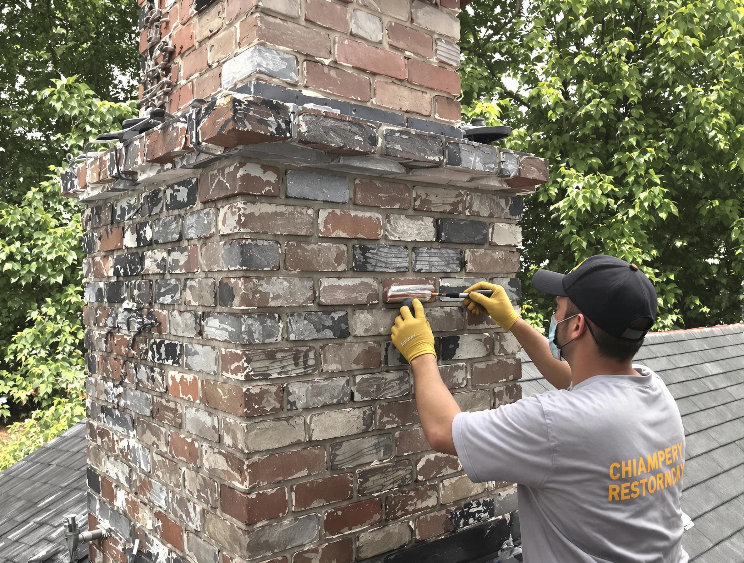 In-progress chimney restoration by Carnegie Chimney Sweep in Carnegie, PA