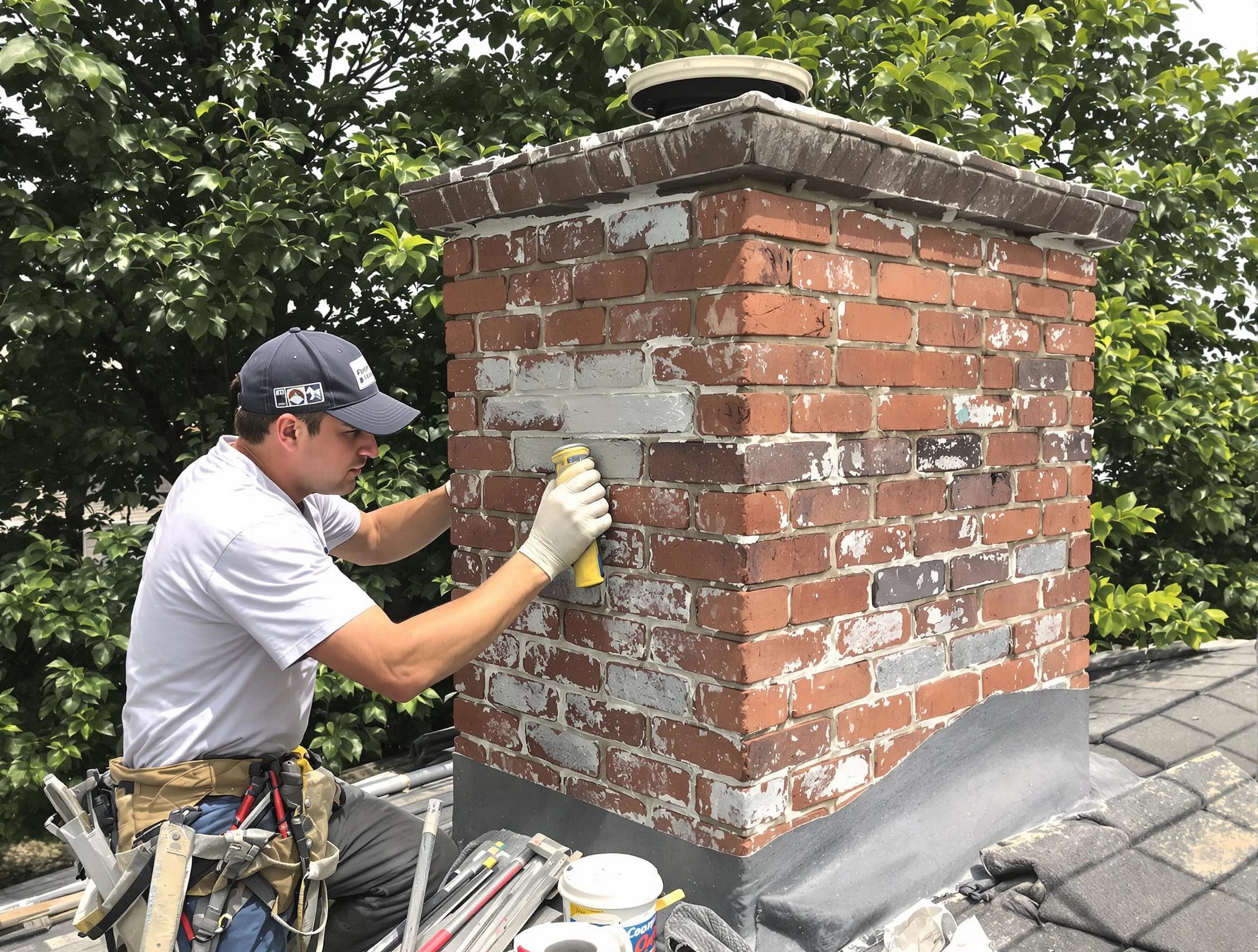 Carnegie Chimney Sweep restoring an aging chimney in Carnegie, PA