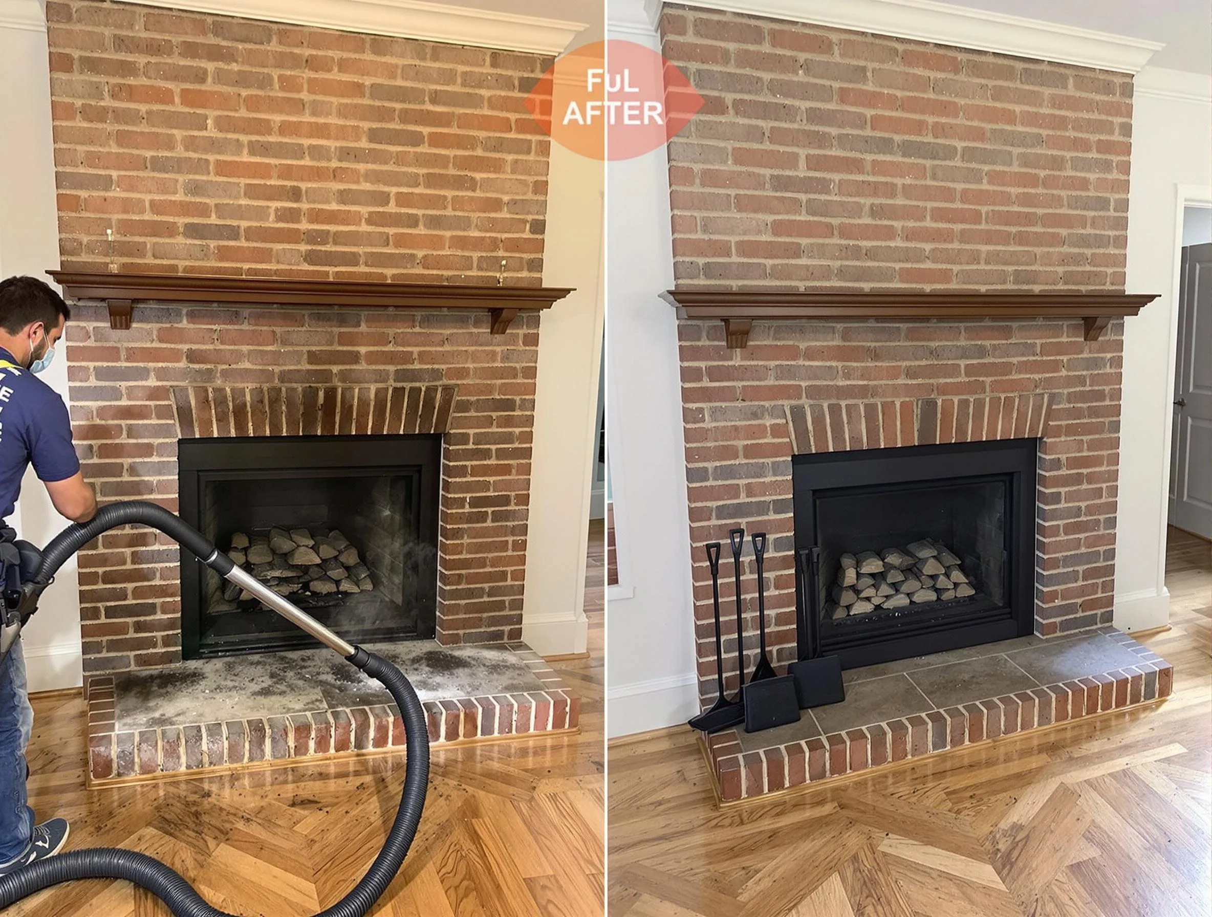 Carnegie Chimney Sweep carefully sanitizing a fireplace in Carnegie, PA