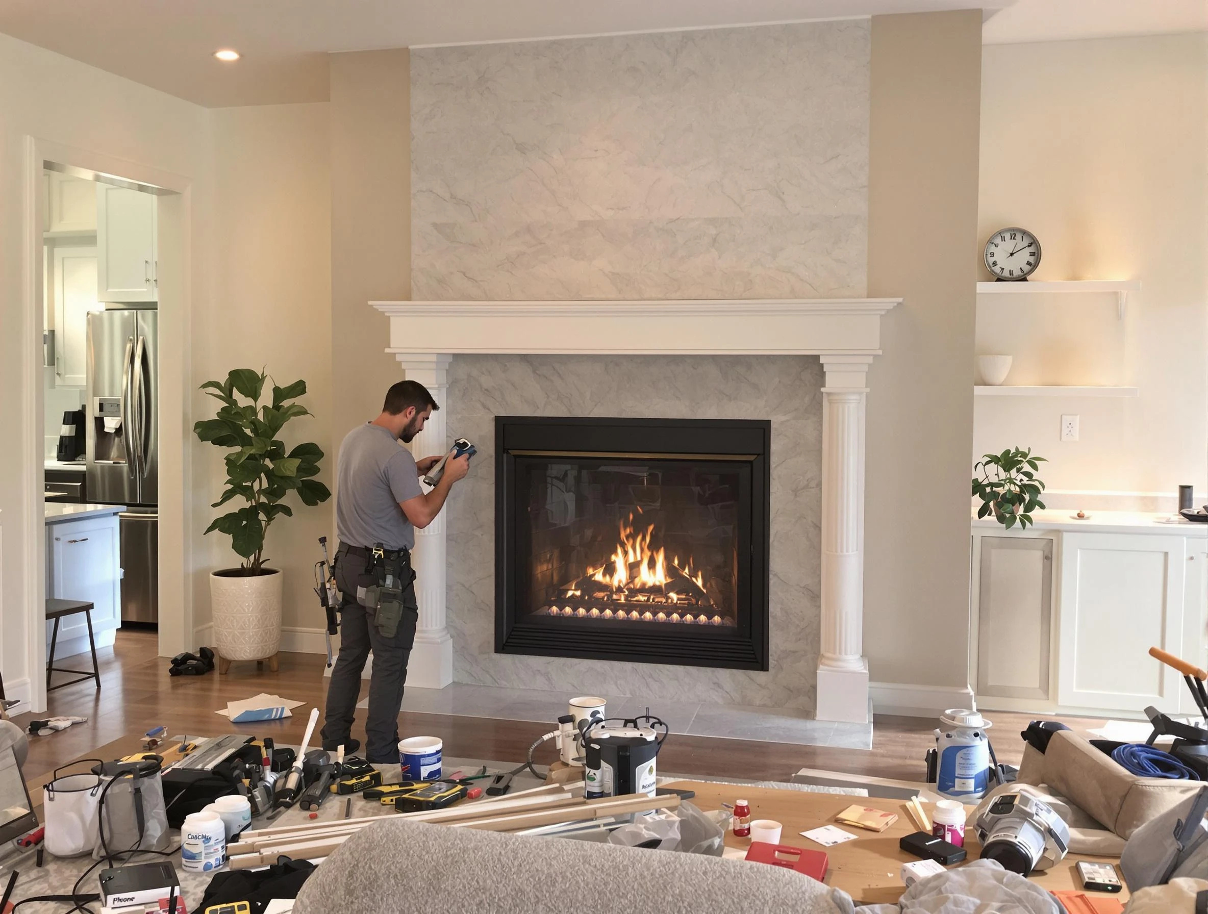 Newly installed fireplace by Carnegie Chimney Sweep in Carnegie, PA